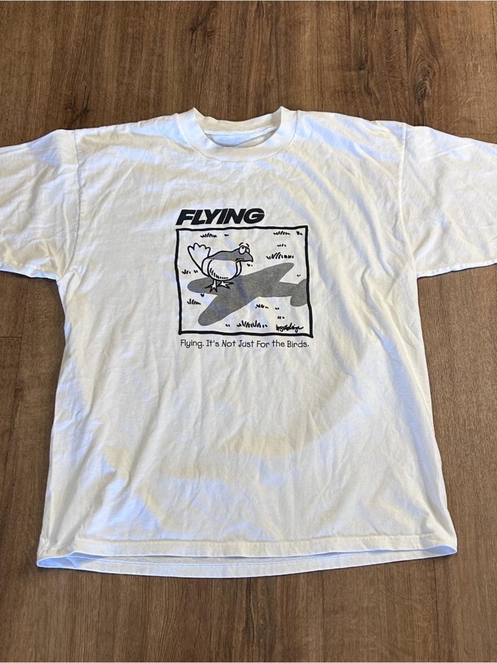Gildan White Short Sleeve T-Shirt with Black Flying Graphic